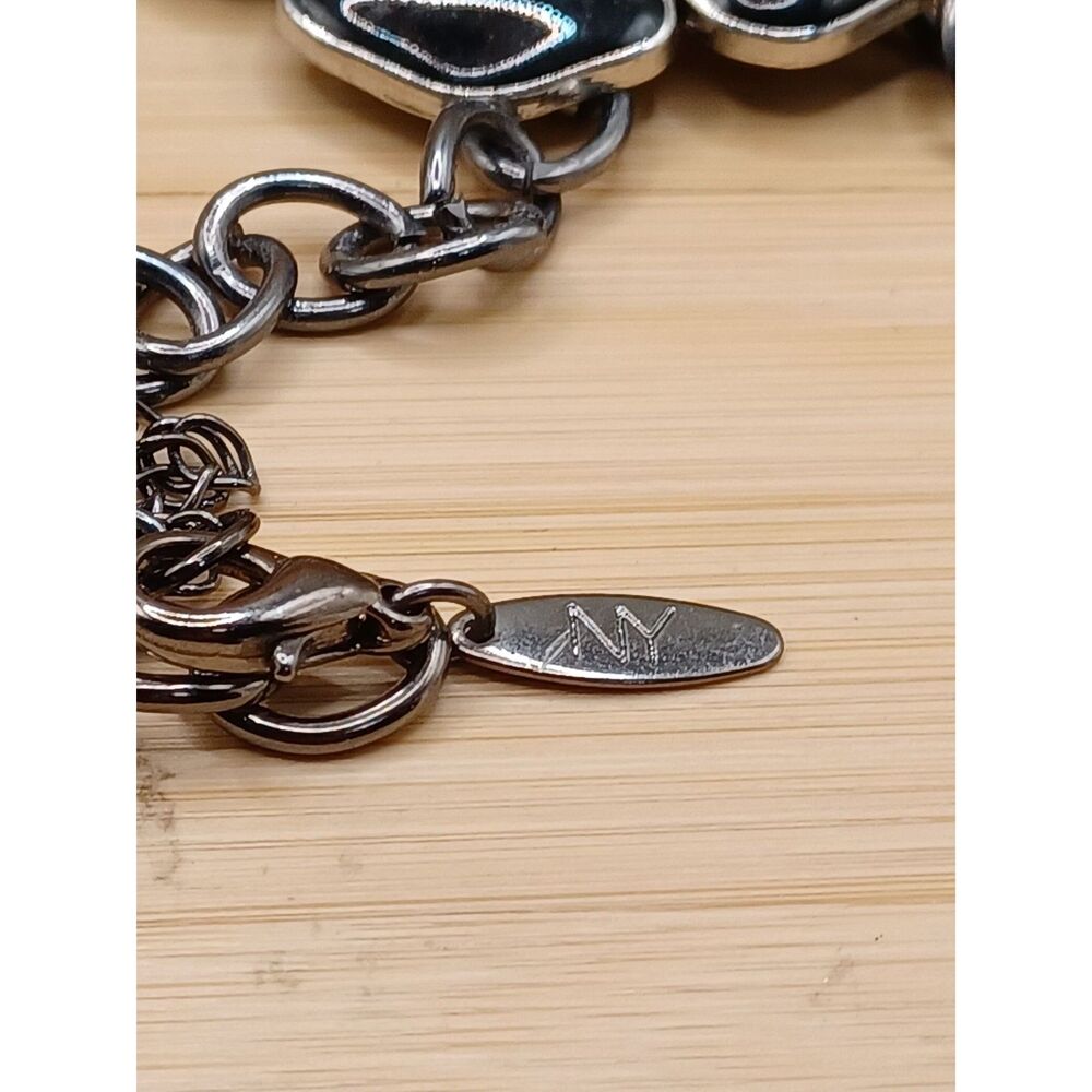 NY Collection Layered Flower Accent Lucite Zebra Stripe Beads Vintage Necklace - Picture 8 of 9